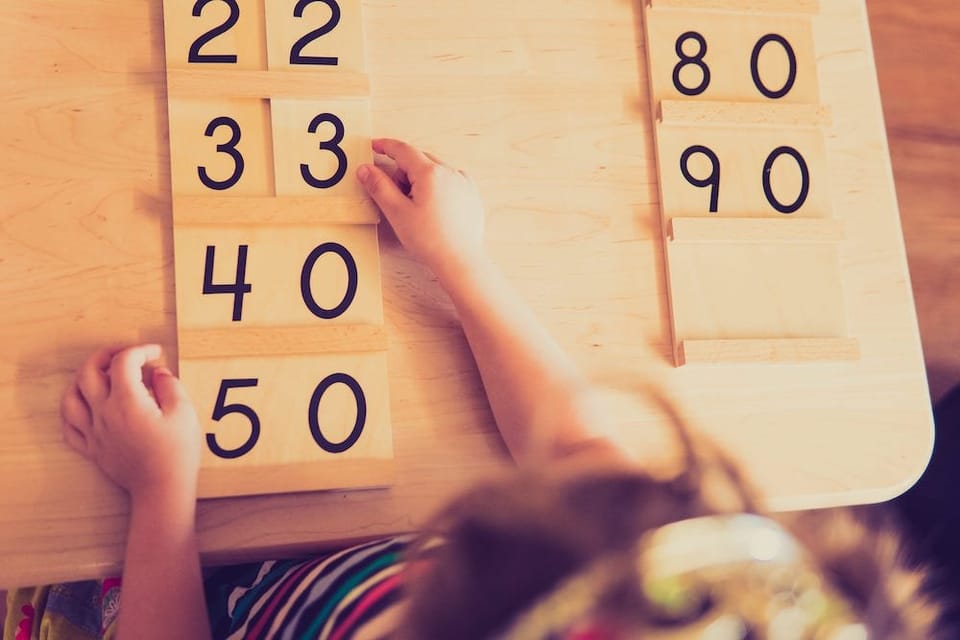 Montessori math materials used at Paché Montessori